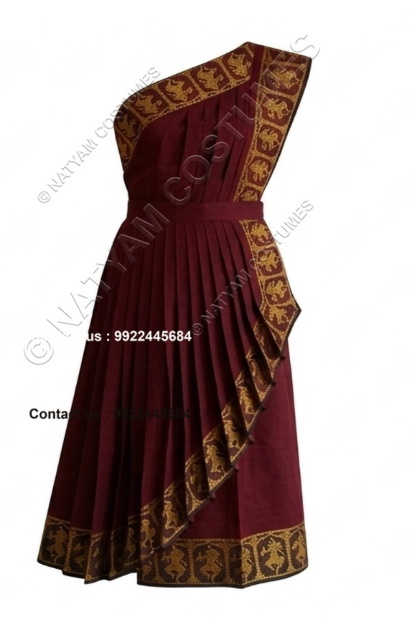 readymade practice saree maroon with yellow boarder