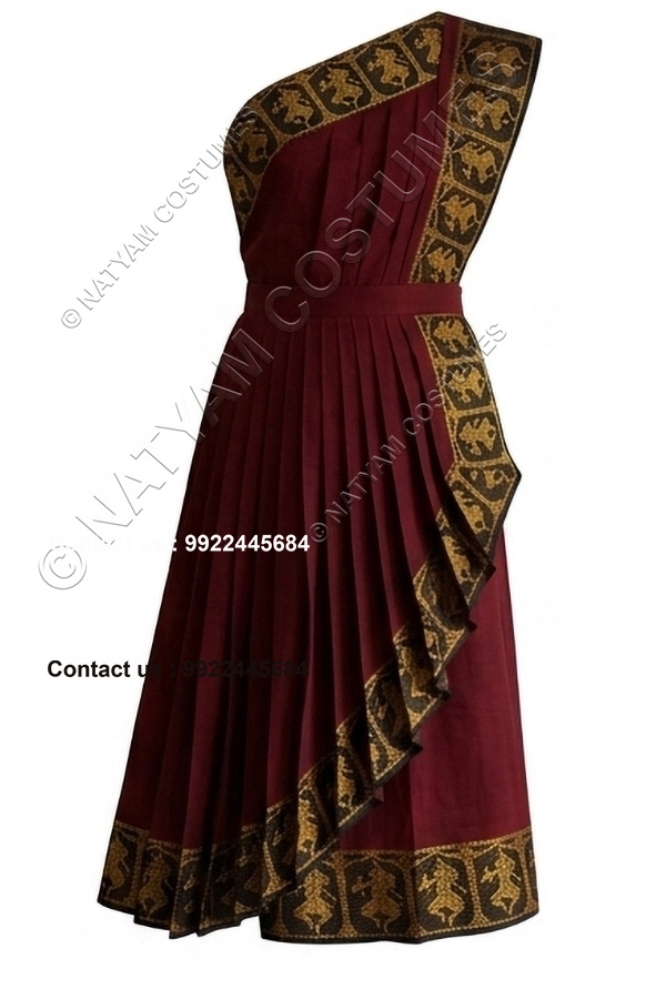readymade practice saree maroon with yellow doll boarder