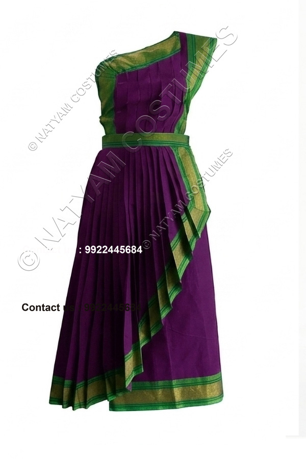 readymade practice saree model3 bright purple with green