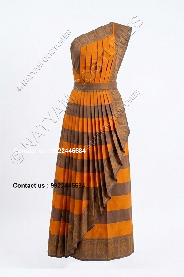 readymade practice saree orange with checked