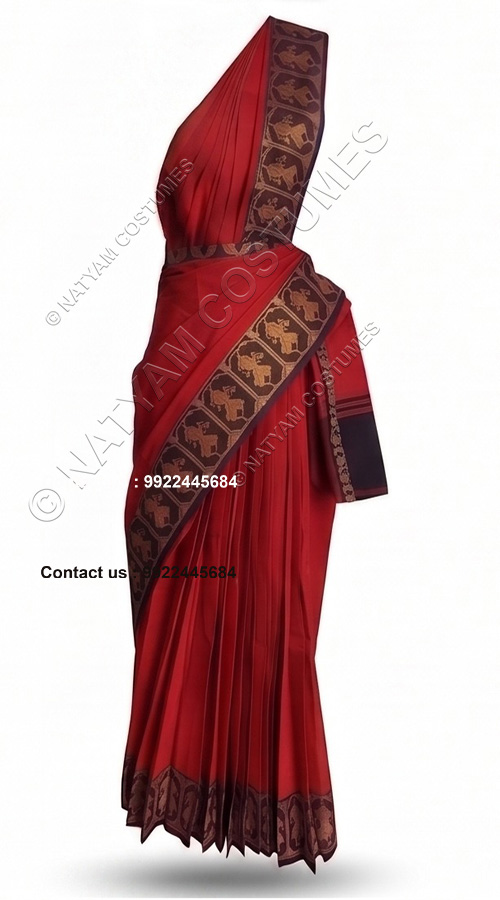 readymade practise saree dark maroon doll boarder