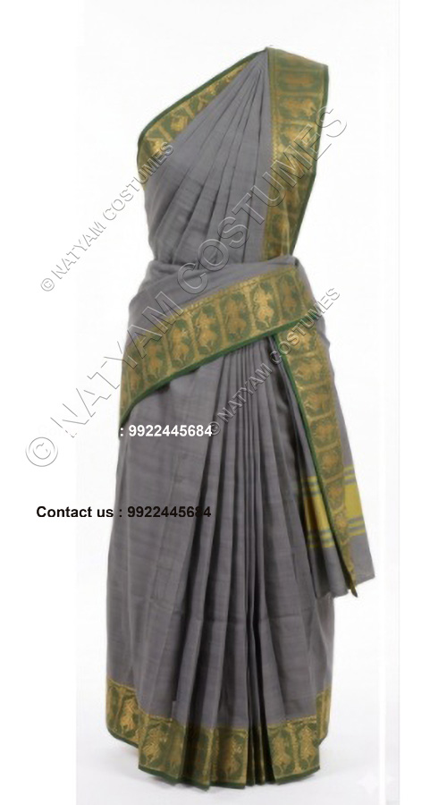 readymade practise saree grey with doll boarder
