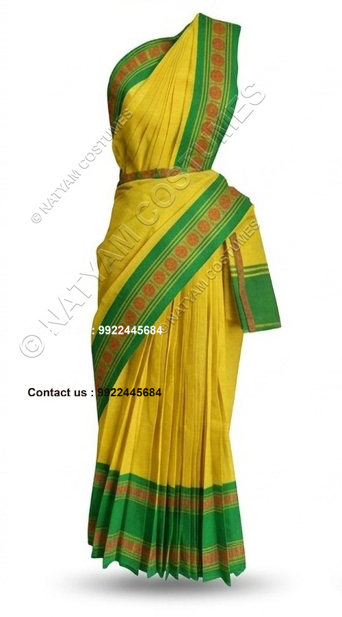 readymade practise saree lime yellow