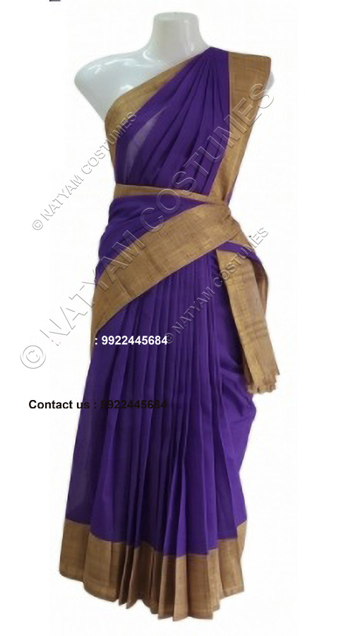 readymade practise saree purple with doll boarder