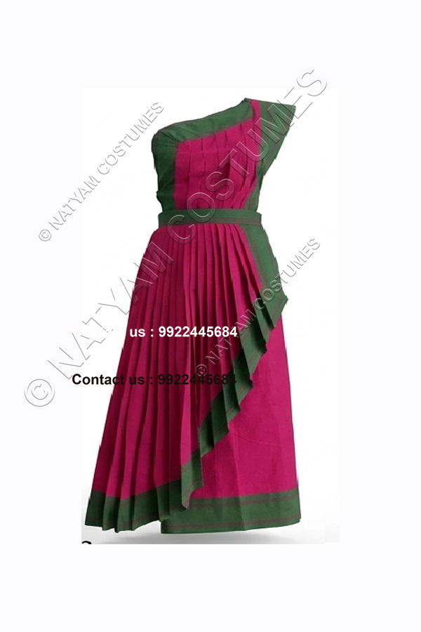 stitched practice saree model3 pink with green boarder