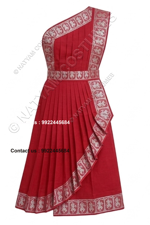 stitched practice saree model3 red with white boarder