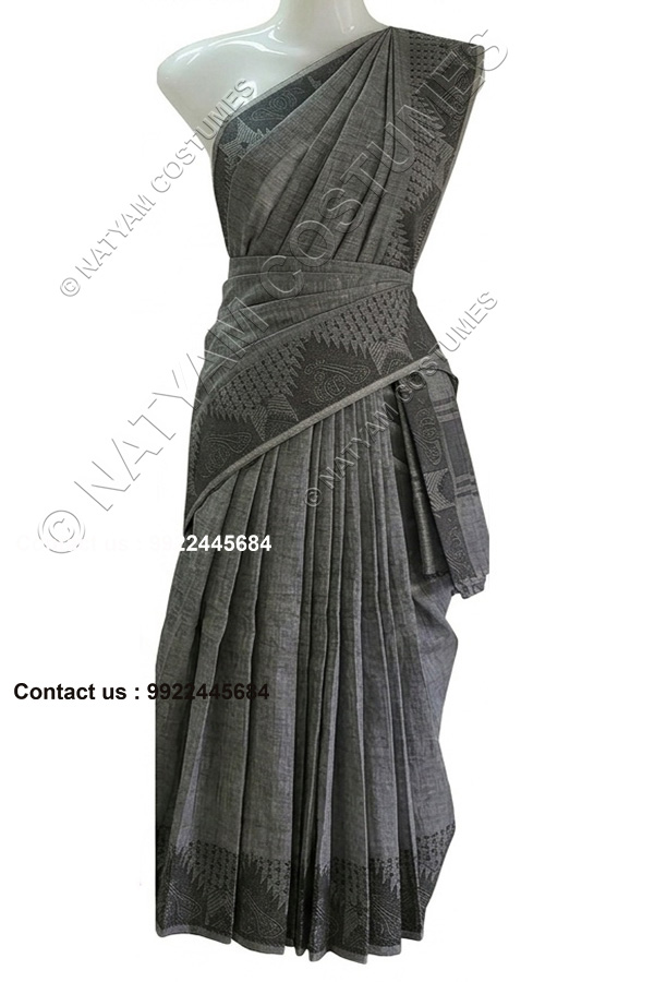 stitched practise saree grey 1