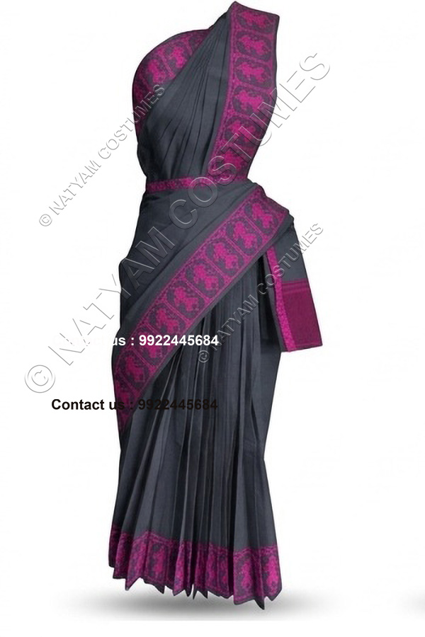 stitched practise saree soft black 1