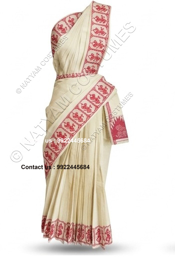 stitched practise saree white 1