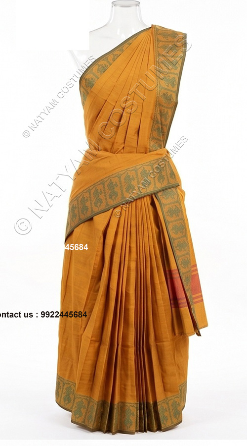 stitched practise saree model2 mustard