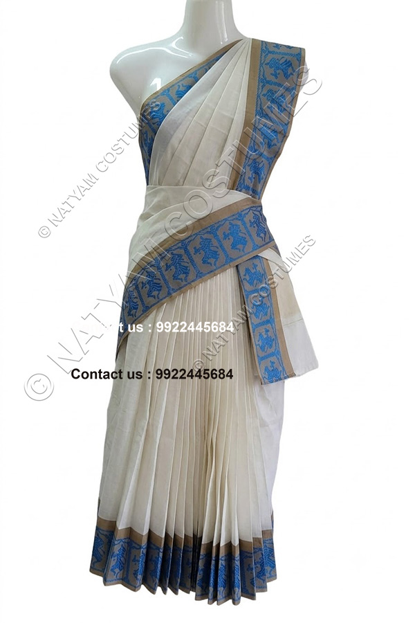 stitched practise saree model2 white