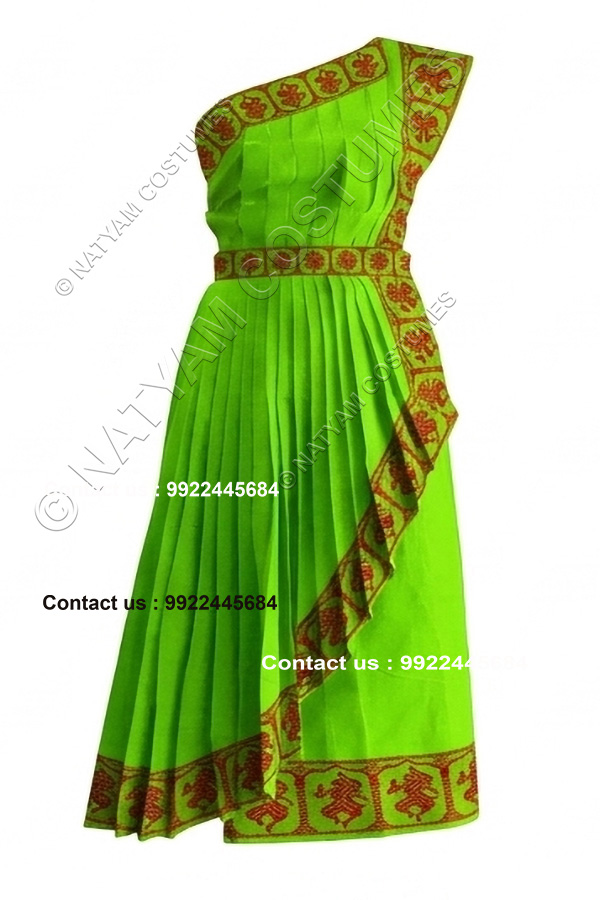 Pre-stitched Practice Saree -Model3 - Parrot Green with Red Boarder