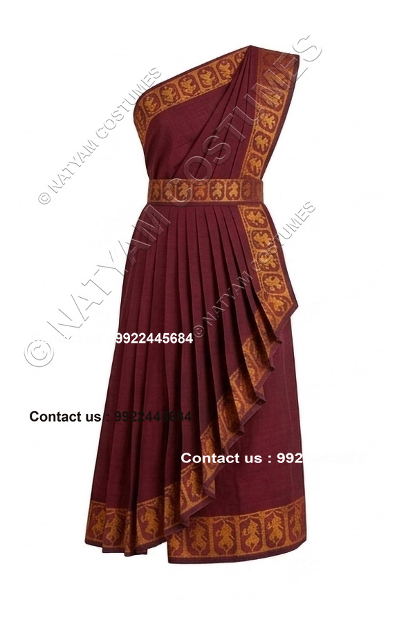 Pre-stitched Practice Saree -Model3 -Coffee Brown with yellow Boarder