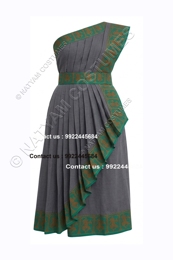 Pre-stitched Practice Saree -Model3 -Grey with Green Boarder