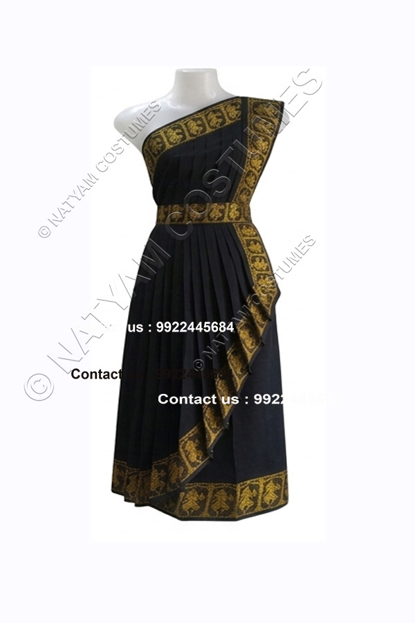 Pre-stitched Practice Saree -Model3 - Black with Yellow Boarder