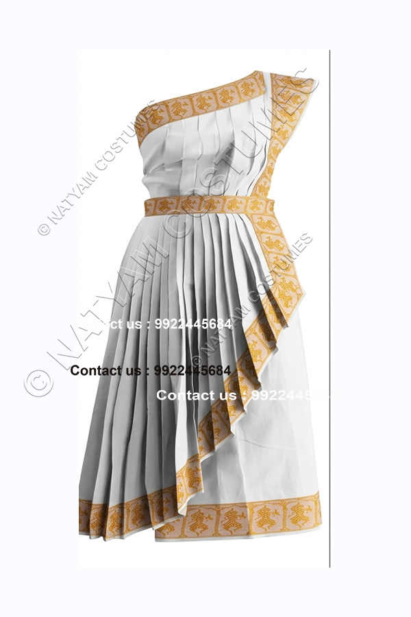 Pre-stitched Practice Saree -Model3 - White with Gold Boarder