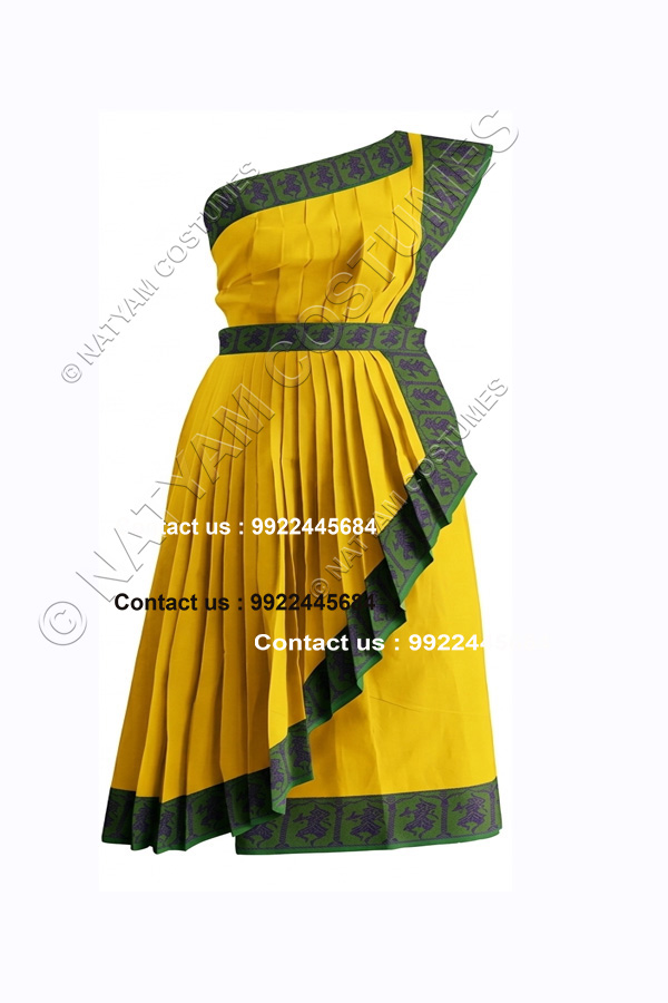 Pre-stitched Practice Saree -Model3 - Lemon Yellow with Blue boarder