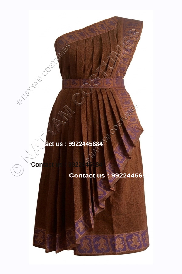 Pre-stitched Practice Saree -Model3 - Coffee brown with blue boarder