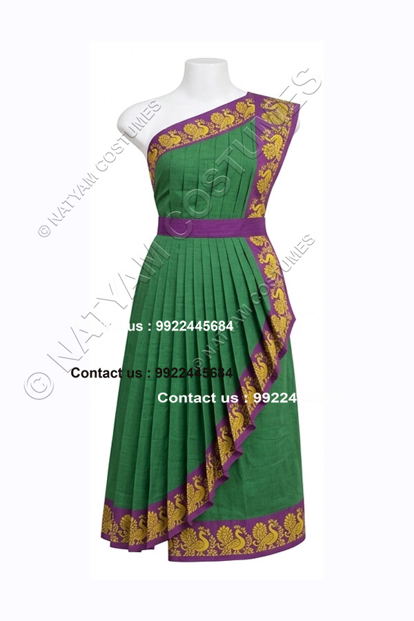 Pre-stitched Practice Saree -Model3 - Green with Purple Boarder