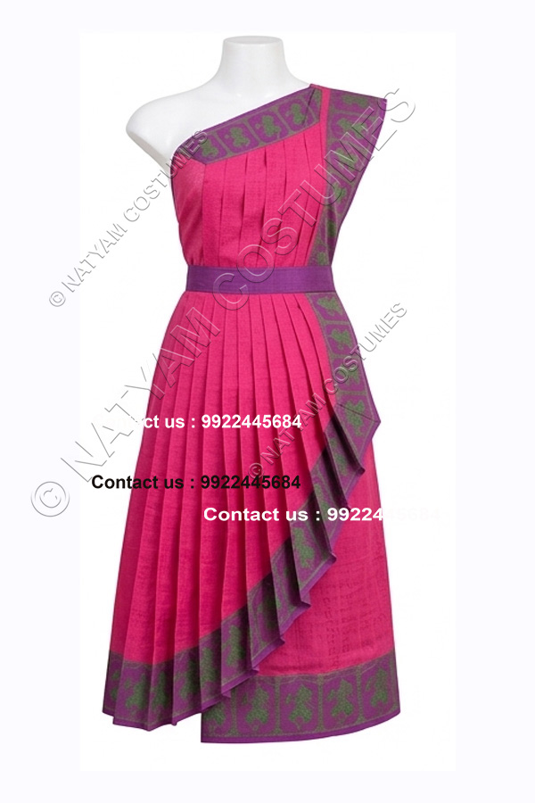 Pre-stitched Practice Saree -Model3 - Pink with Green Boarder