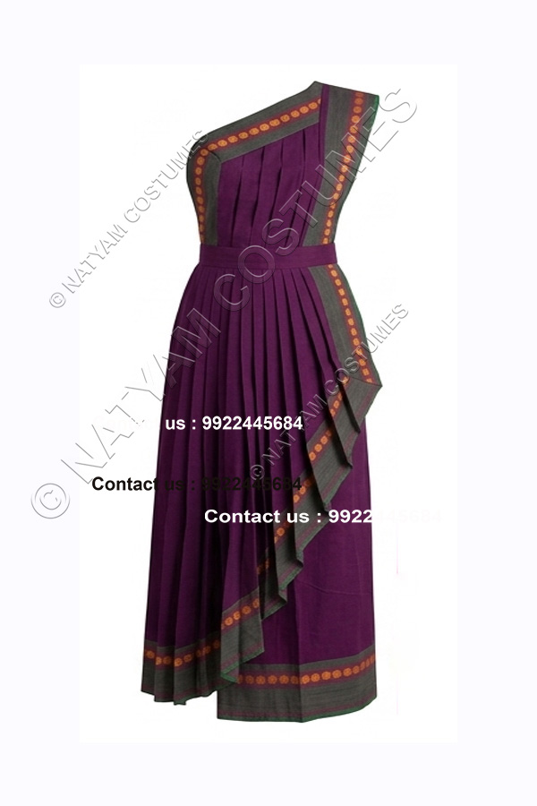 Pre-stitched Practice Saree -Model3 - Purpel with Green Boarder