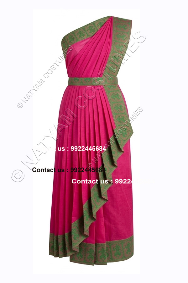 Pre-stitched Practice Saree -Model3 - Pink with Geen Doll Boarder