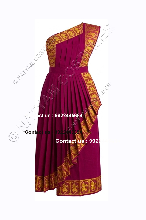 Pre-stitched Practice Saree -Model3 - Bright Magenta with Yellow Boarder