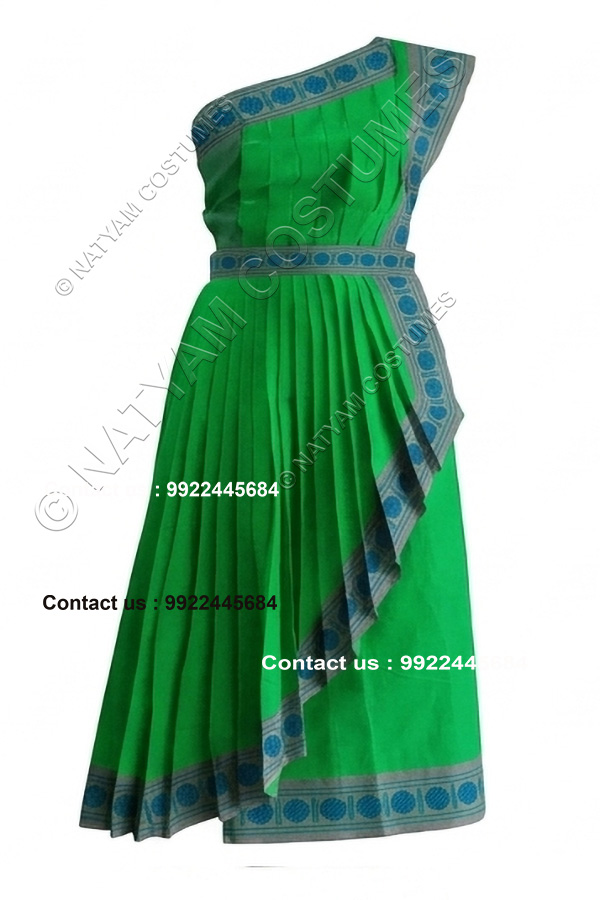 Pre-stitched Practice Saree -Model3 - Green with Blue Boarder