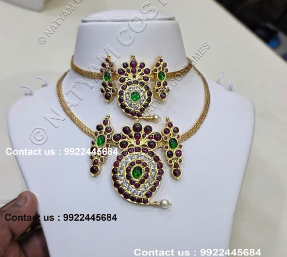 Real temple jewellery kempu silver -Big Mango Choker