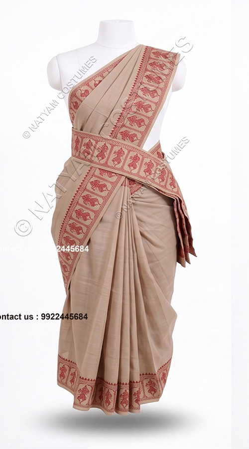 pre stitched practise saree biscuit color