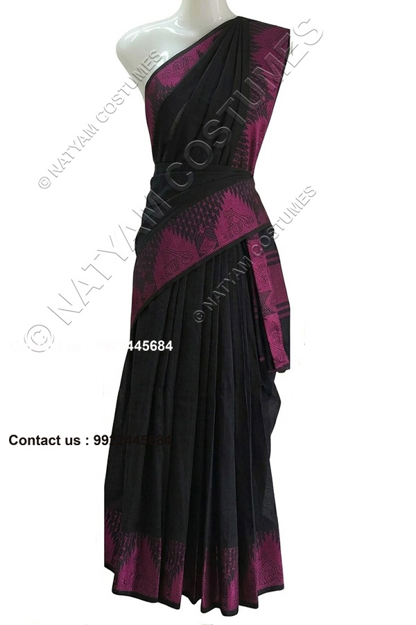 pre stitched practise saree bright black
