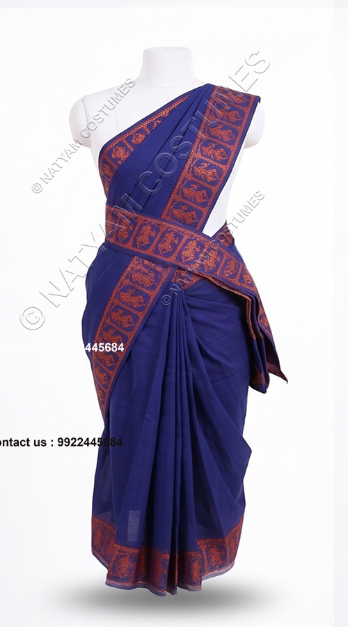 pre stitched practise saree bright blue