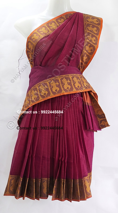 pre stitched practise saree bright maroon