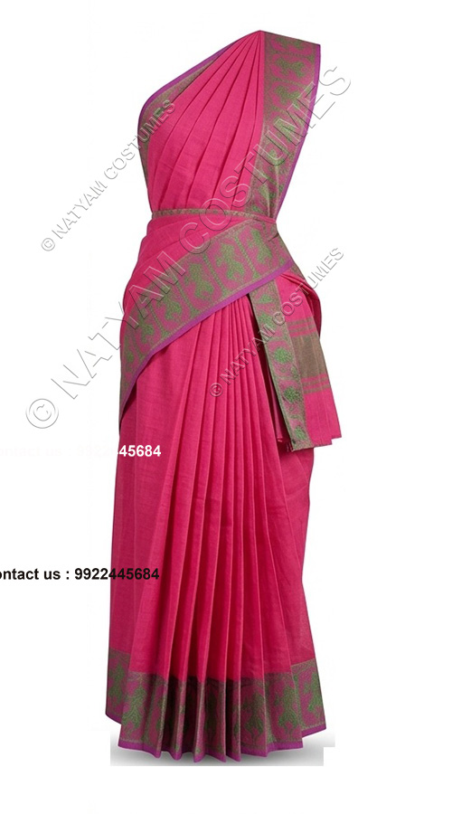 pre stitched practise saree bright pink