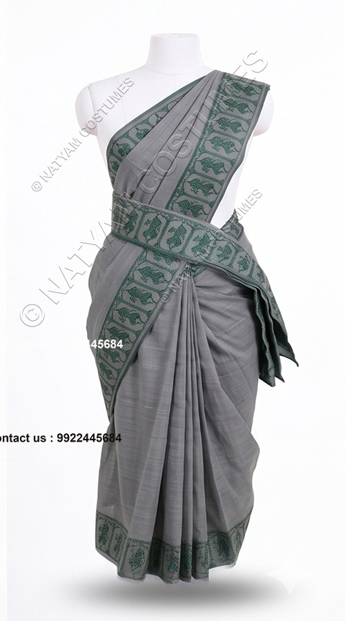 pre stitched practise saree grey