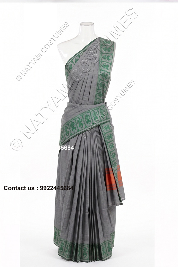 pre stitched practise saree grey
