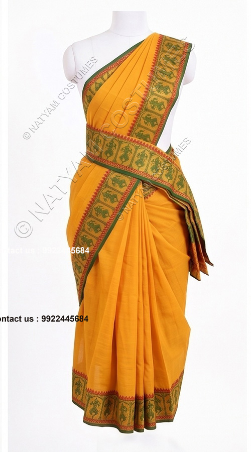 pre stitched practise saree orange