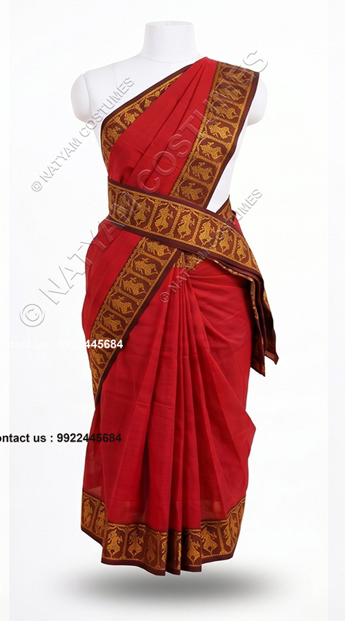 pre stitched practise saree red