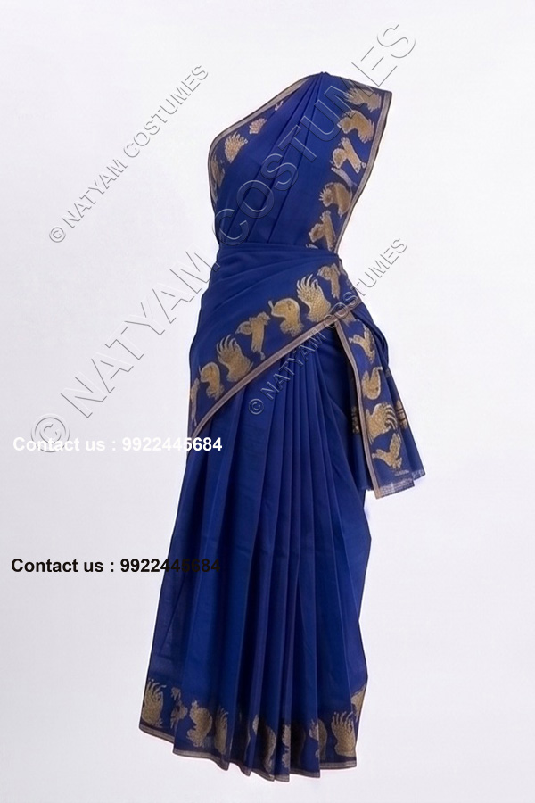 pre stitched practise saree royal blue