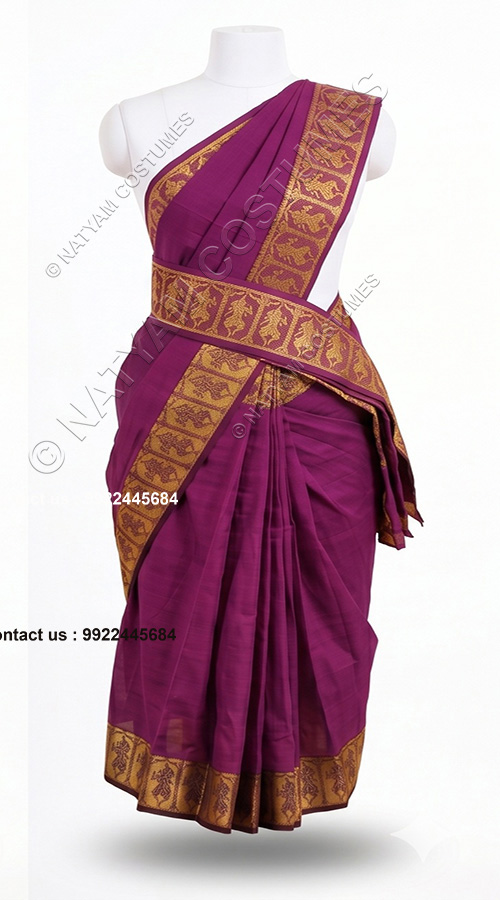 pre stitched practise saree very dark magenta