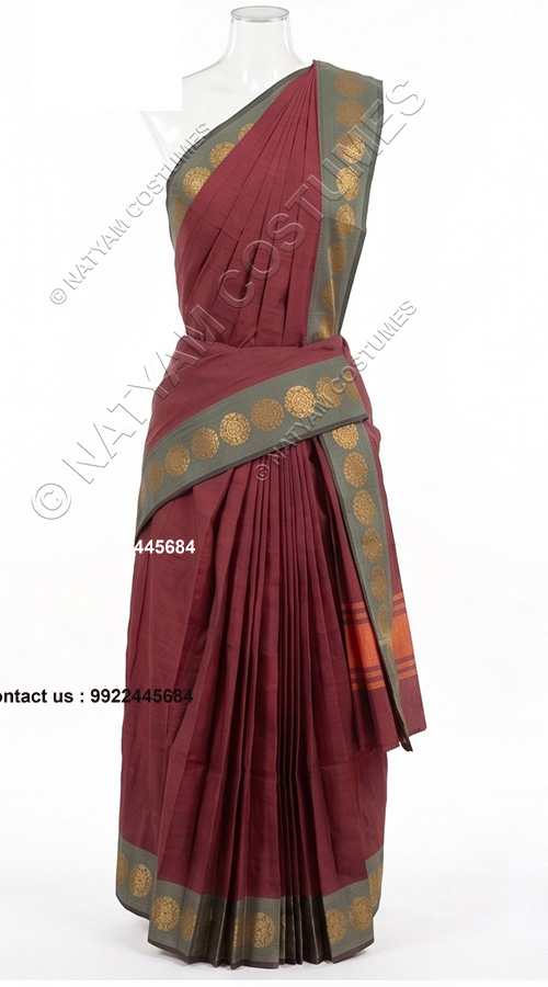 pre stitched practise saree model2 brown