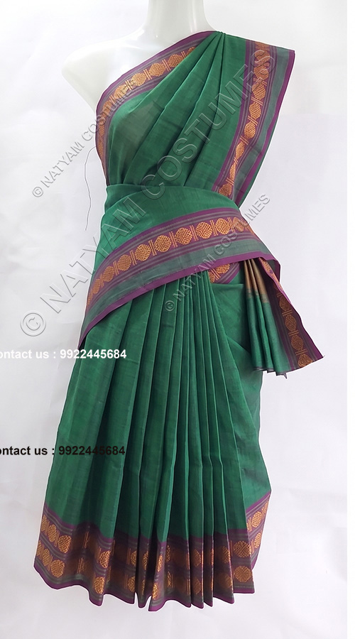 pre stitched practise saree model2 green