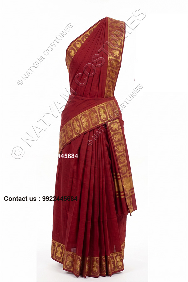 pre stitched practise saree model2 red with doll boarder