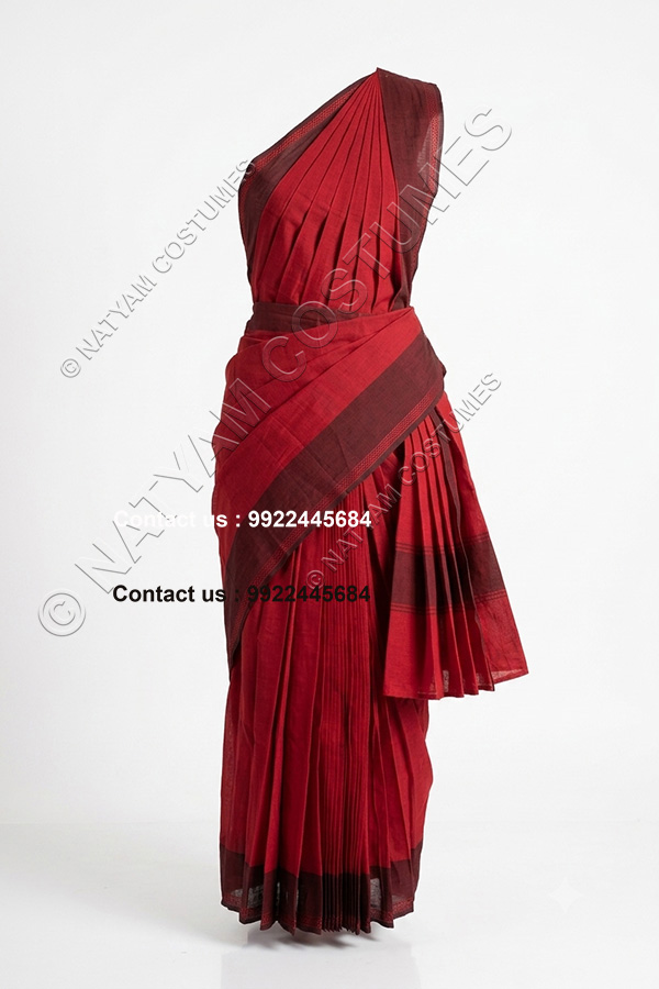 pre stitched practise saree model2 red