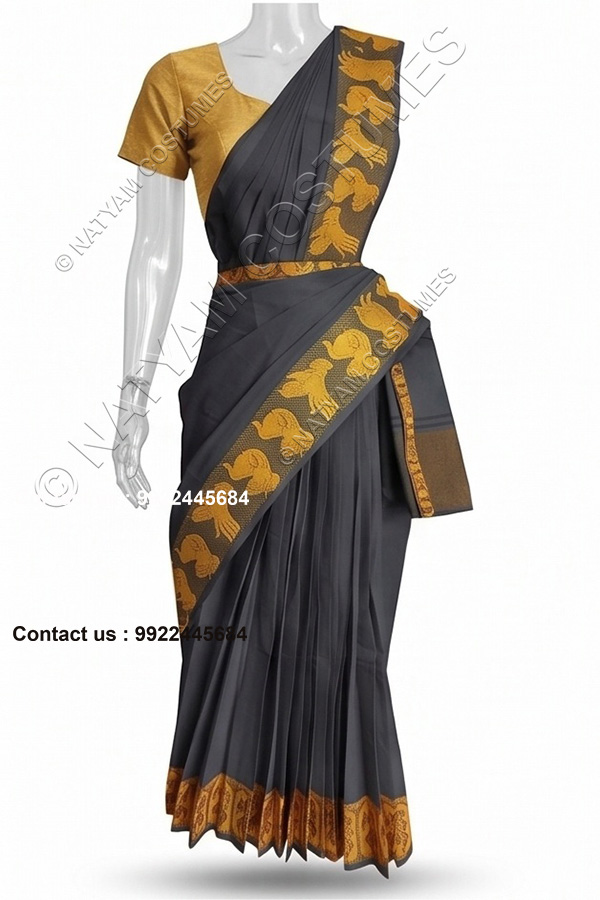 pre stitched practise saree model2 softblack