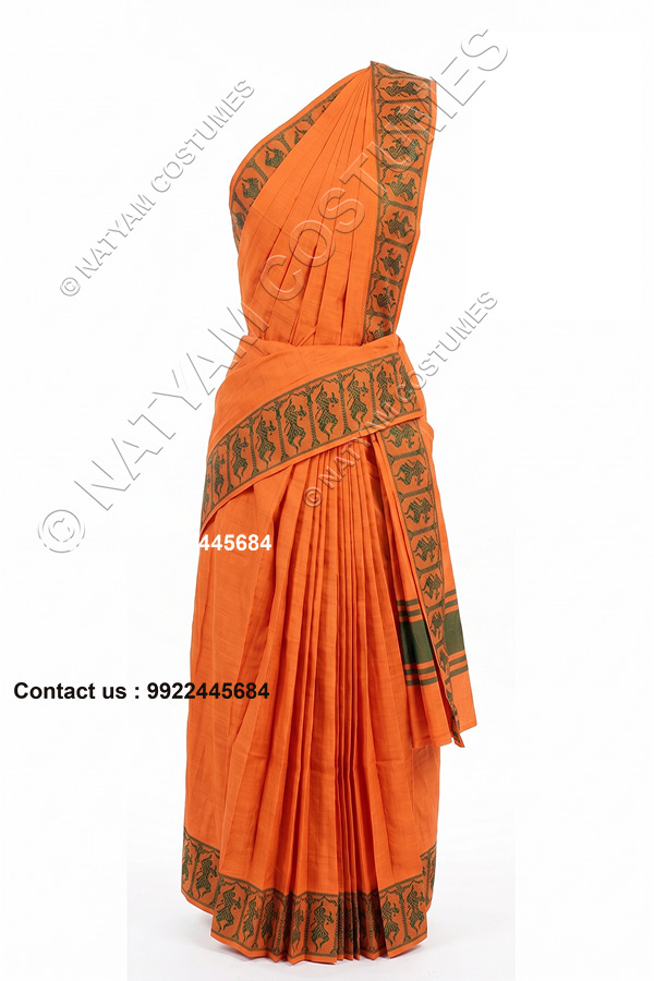 pre stitched practise saree model2 dark orange